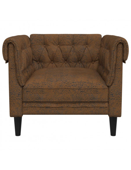Poltrona Chesterfield Marrone in Tessuto