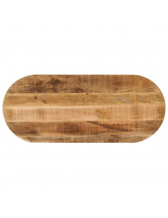 Piano Tavolo 140x60x3,8 cm Ovale Legno Massello Grezzo di Mango