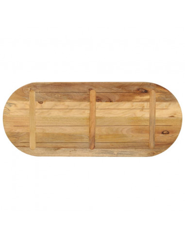 Piano Tavolo 140x60x3,8 cm Ovale Legno Massello Grezzo di Mango