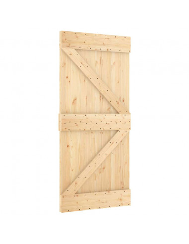 Porta Scorrevole con Set Hardware 95x210 cm Legno Massello Pino