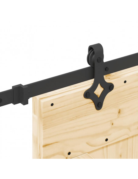 Porta Scorrevole con Set Hardware 95x210 cm Legno Massello Pino