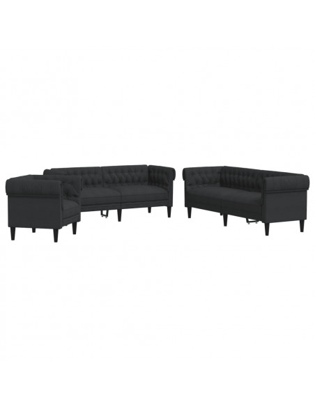 Set d Divani 3 pz Nero in Tessuto