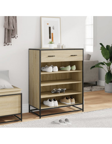 Scarpiera Rovere Sonoma 75x38x97,5 cm Legno Multistrato Metallo