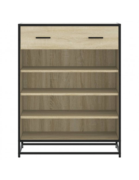 Scarpiera Rovere Sonoma 75x38x97,5 cm Legno Multistrato Metallo