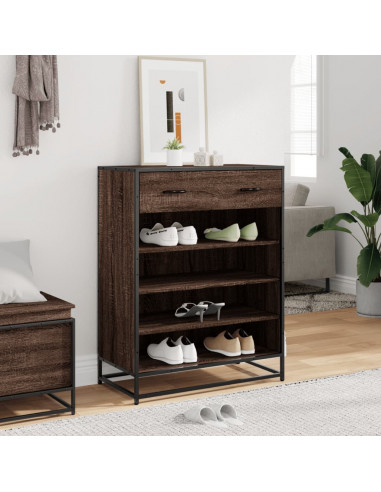 Scarpiera Rovere Marrone 75x38x97,5cm Legno Multistrato Metallo