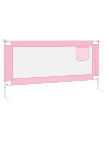 Sponda Letto di Sicurezza per Bambini Rosa 180x25 cm in Tessuto