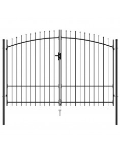Cancello a Doppia Anta con Punte in Acciaio 3x2 m Nero 2