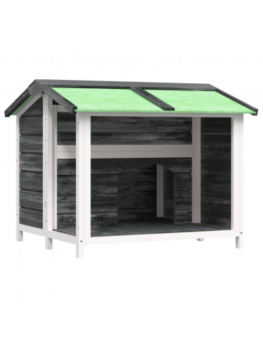 Cuccia per Cani Grigia 96x87x80,5 cm in Legno Massello di Pino