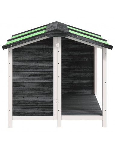 Cuccia per Cani Grigia 96x87x80,5 cm in Legno Massello di Pino