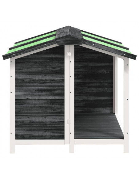 Cuccia per Cani Grigia 96x87x80,5 cm in Legno Massello di Pino