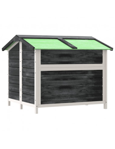 Cuccia per Cani Grigia 96x87x80,5 cm in Legno Massello di Pino