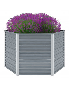 Letto Rialzato Giardino in Acciaio Zincato 129x129x77 cm Grigio