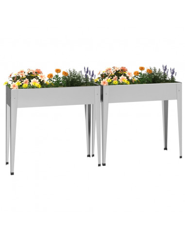 Fioriere da Giardino 2 pz Acciaio Zincato