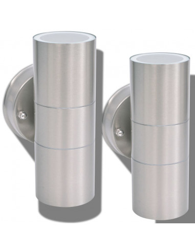 Applique LED Parete 2pz Acciaio Inox Proiezione Alto/Basso