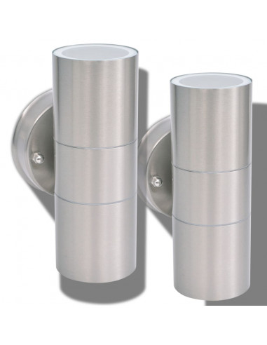 Applique LED Parete 2pz Acciaio Inox Proiezione Alto/Basso