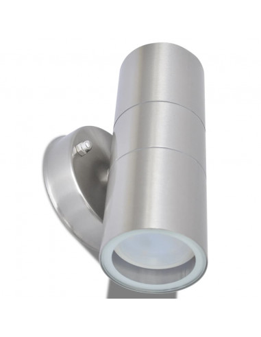 Applique LED Parete 2pz Acciaio Inox Proiezione Alto/Basso