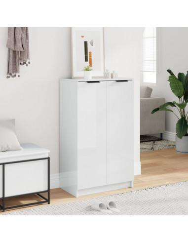 Scarpiera Bianco Lucido 59x35x100 cm in Legno Multistrato