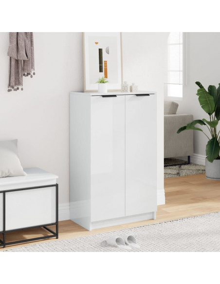 Scarpiera Bianco Lucido 59x35x100 cm in Legno Multistrato