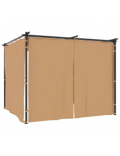 Gazebo con Tende 3x3 cm Grigio Talpa in Acciaio