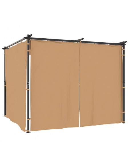 Gazebo con Tende 3x3 cm Grigio Talpa in Acciaio