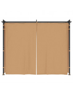 Gazebo con Tende 3x3 cm Grigio Talpa in Acciaio 2