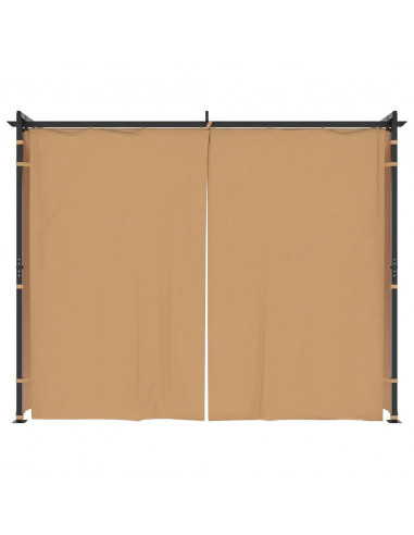 Gazebo con Tende 3x3 cm Grigio Talpa in Acciaio