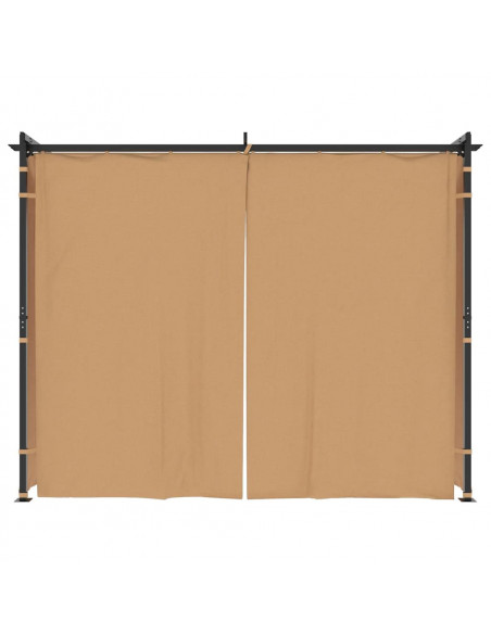 Gazebo con Tende 3x3 cm Grigio Talpa in Acciaio