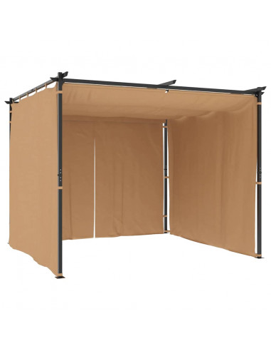 Gazebo con Tende 3x3 cm Grigio Talpa in Acciaio