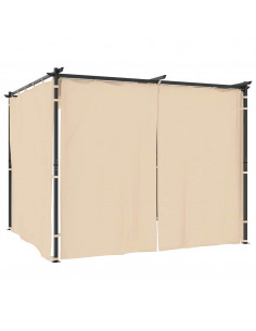Gazebo con Tende 3x3 m Crema in Acciaio
