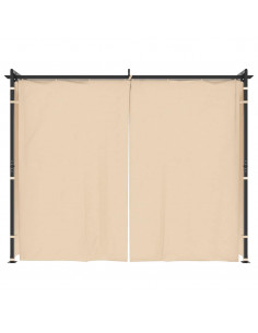 Gazebo con Tende 3x3 m Crema in Acciaio 2