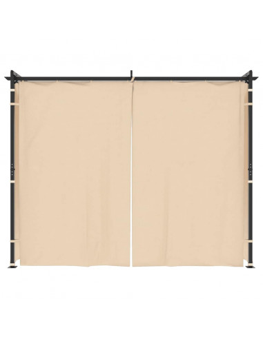 Gazebo con Tende 3x3 m Crema in Acciaio