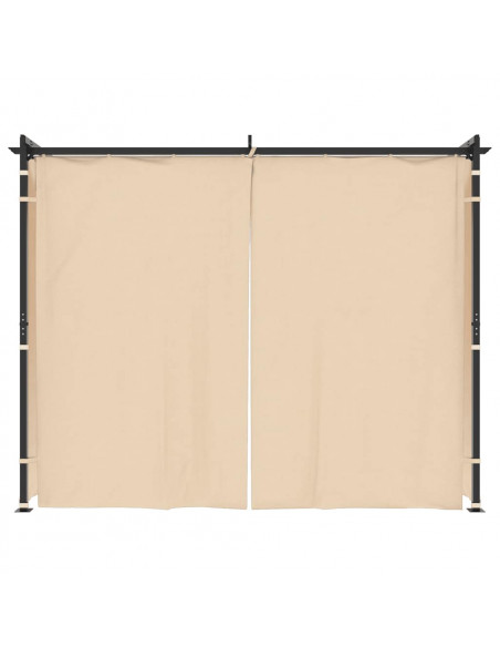 Gazebo con Tende 3x3 m Crema in Acciaio