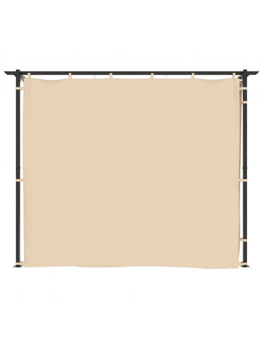 Gazebo con Tende 3x3 m Crema in Acciaio