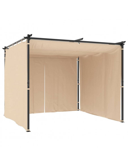 Gazebo con Tende 3x3 m Crema in Acciaio