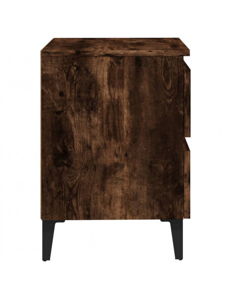 Comodino con Gambe in Metallo Rovere Fumo 40x35x50 cm