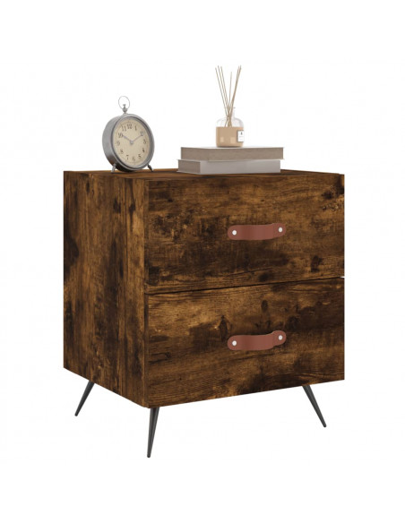 Comodino Rovere Fumo 40x35x47,5 cm in Legno Multistrato