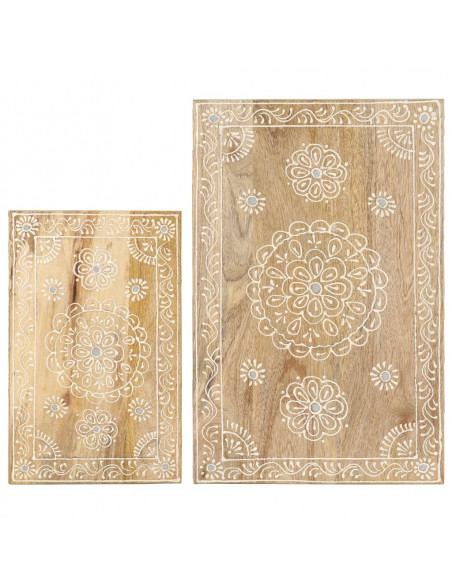 Set Tavolini da Salotto 2 pz in Legno Massello di Mango