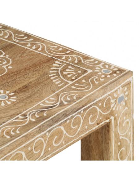 Set Tavolini da Salotto 2 pz in Legno Massello di Mango