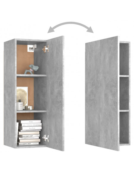 Mobili TV 2pz Grigio Cemento 30,5x30x90 cm Legno Multistrato