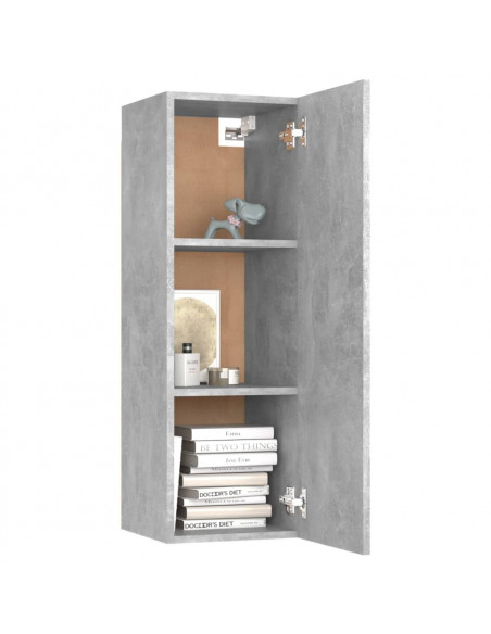 Mobili TV 2pz Grigio Cemento 30,5x30x90 cm Legno Multistrato