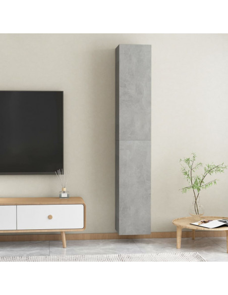 Mobili TV 2pz Grigio Cemento 30,5x30x90 cm Legno Multistrato