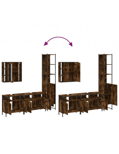 Set Mobili da Bagno 4 pz Rovere Fumo in Legno Multistrato