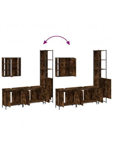 Set Mobili da Bagno 4 pz Rovere Fumo in Legno Multistrato