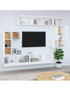 Mobile Porta TV a Parete Bianco in Legno Multistrato 2