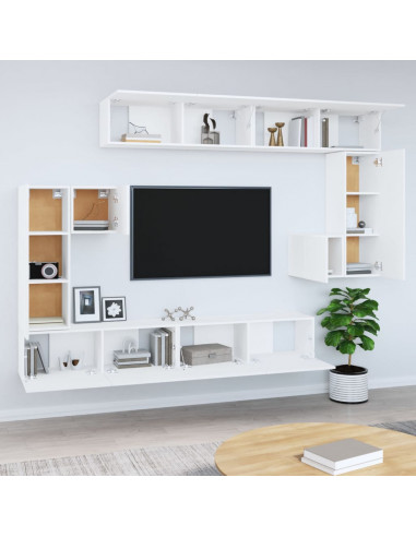 Mobile Porta TV a Parete Bianco in Legno Multistrato