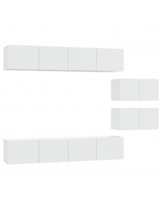 Set di Mobili Porta TV 6 pz Bianco in Legno Multistrato