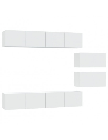 Set di Mobili Porta TV 6 pz Bianco in Legno Multistrato