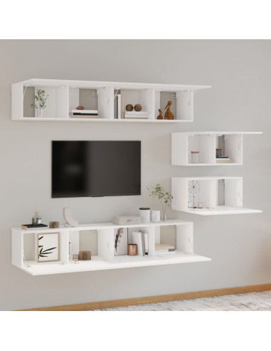 Set di Mobili Porta TV 6 pz Bianco in Legno Multistrato