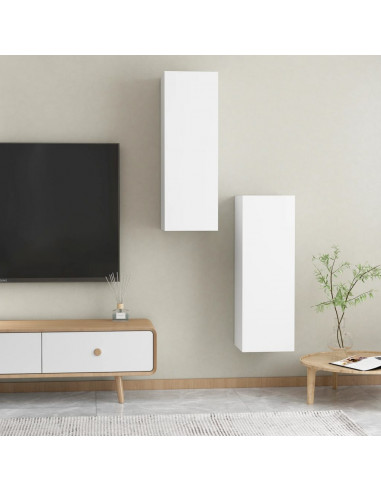 Mobili Porta TV 2pz Bianchi 30,5x30x90 cm in Legno Multistrato