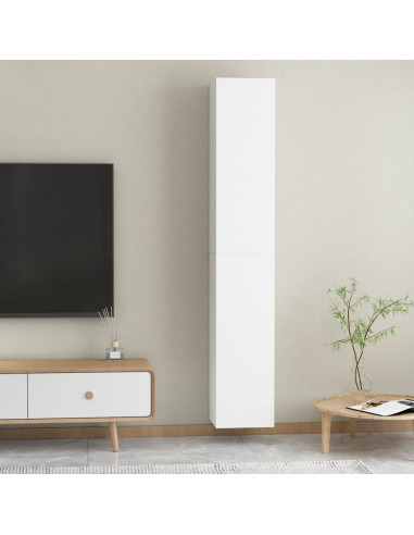 Mobili Porta TV 2pz Bianchi 30,5x30x90 cm in Legno Multistrato